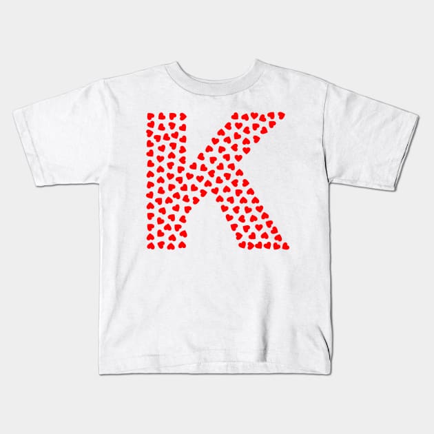 Letter K Heart Shape Initial Kids T-Shirt by Sanu Designs